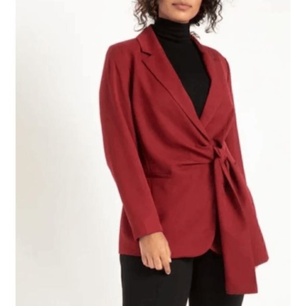 Eloquii Blazer Women 24 Black Excellent Tie Front Wrap Notched Lapel Plus Size‎